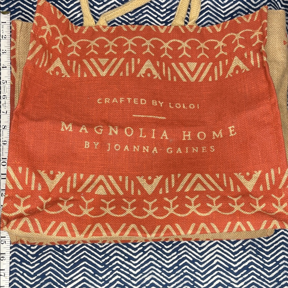 Magnolia Home Red and Tan Tote Bag